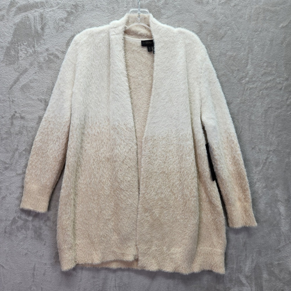 Donna Karan Cardigan Womens XS Ombre‎ Eyelash Fuzzy Knit Open Front Sweater New